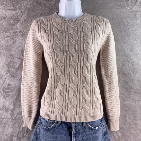 Max Mara Sweaters - Max Mara Sweater Womens‎ Size XS Beige Cable Knit Crewneck Italian Luxury